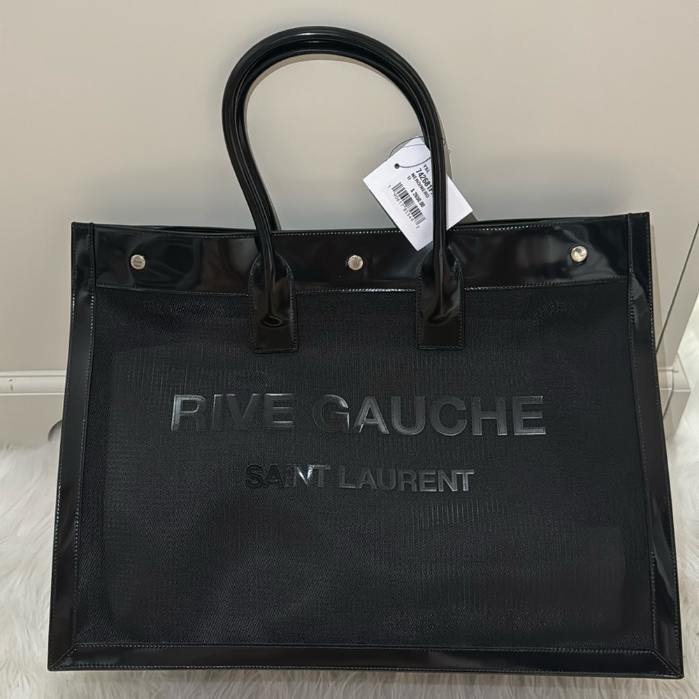 Saint Laurent Large Rive Gauche Logo Canvas Tote